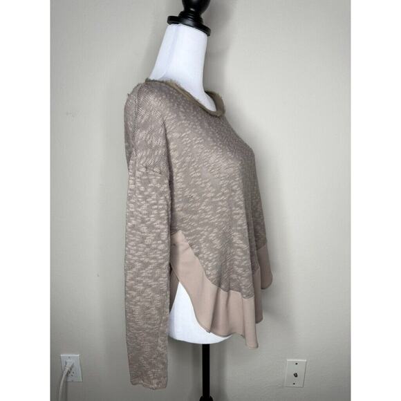 VTG Y2K Deletta Anthropologie Taupe Knit Frayed Trim Sheer Hi-Low - Picture 5 of 11
